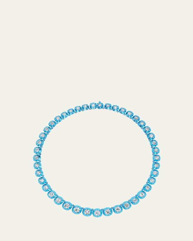 Reworked Vintage 18K White Gold Diamond Riviere Necklace